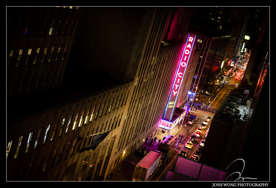 A photograph captured from the terrance of the iconic Radio City Music Hall