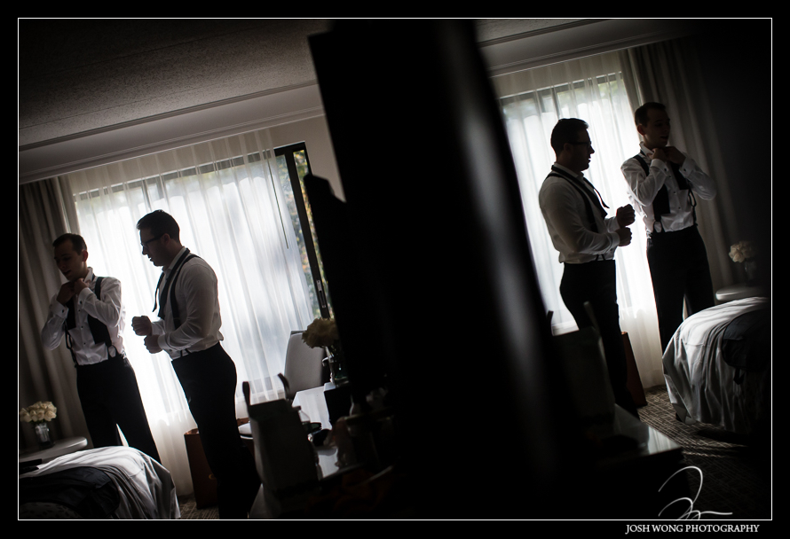 The groomsmen getting ready. A Glen Island Harbor Club Wedding in New Rochelle, New York. Wedding pictures by top NYC Wedding Photographer Josh Wong Photography