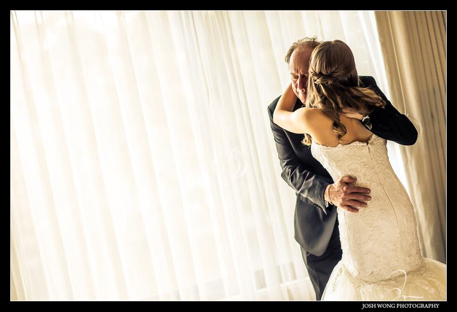 Dad's first glimpse of the bride. Glen Island Harbor Club Wedding New York. Pictures by NYC Wedding Photographer Josh Wong Photography