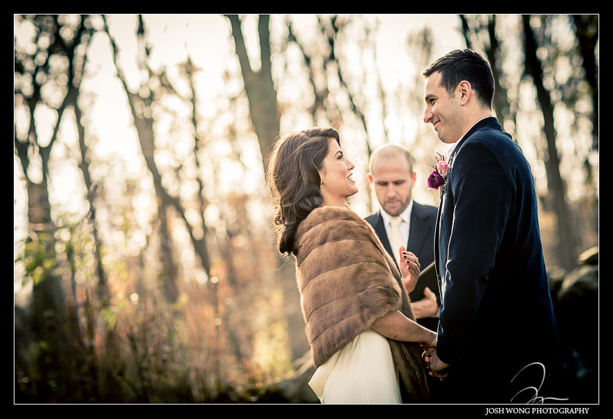 The beautiful couple have a gorgeous sunset lit fall wedding ceremony. Brandywine Manor House.