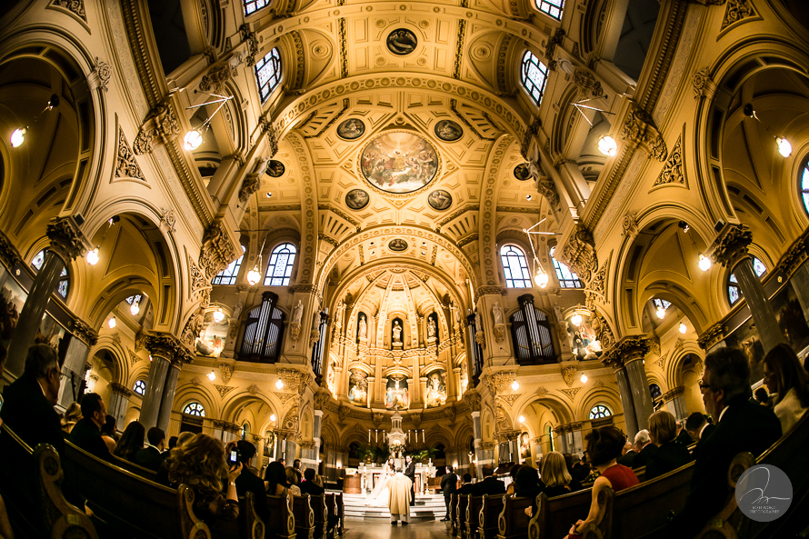 The wedding ceremony took place in The Church of Saint Francis Xavier. 