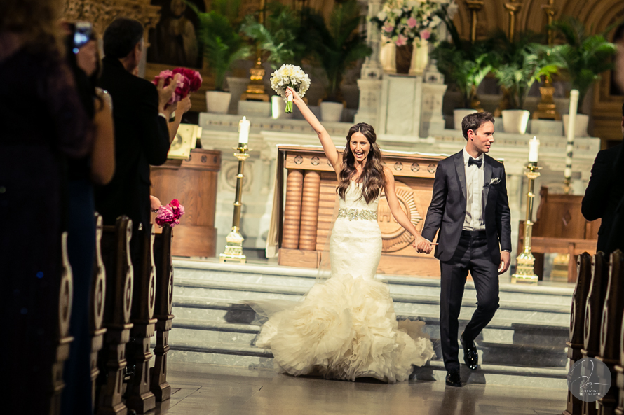 The wedding ceremony took place in The Church of Saint Francis Xavier in the Flatiron District of Manhattan
