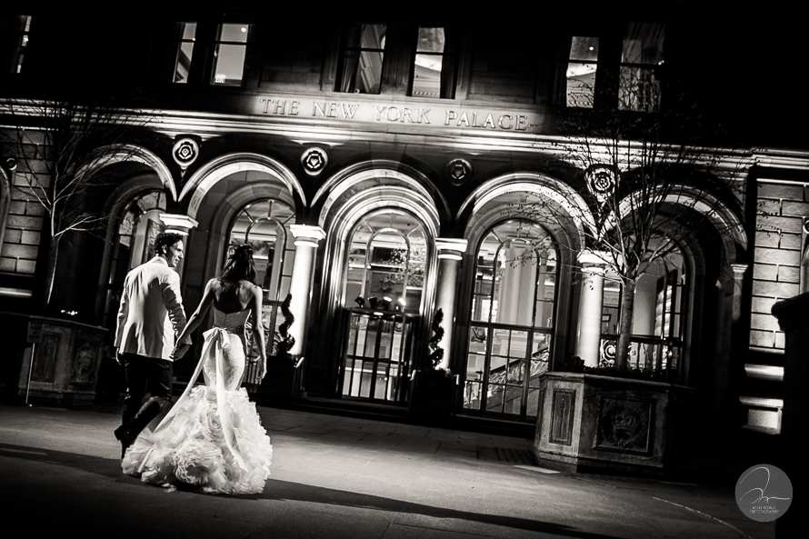 The bride and groom head back to the party. The final shots of the evening. A Lotte New York Palace wedding by preferred top NYC wedding photographer Josh Wong Photography