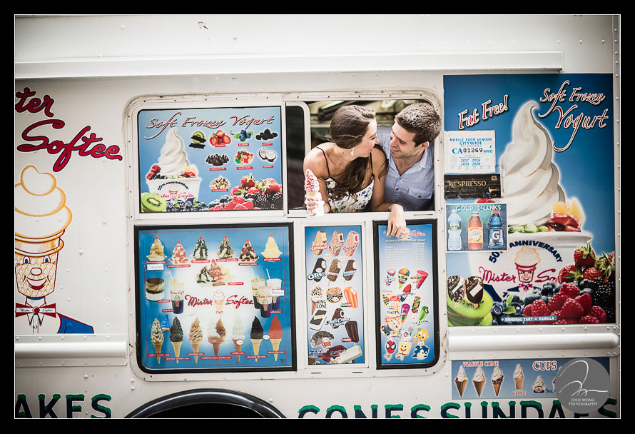 Ice cream truck engagement photoshoot by NYC's best engagement and wedding photographer Josh Wong Photography