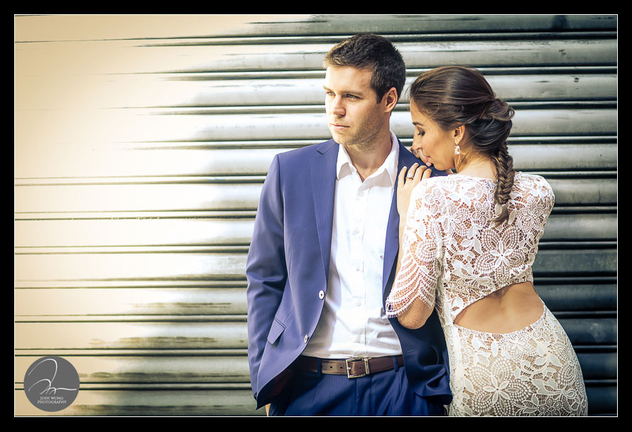 An engagement photoshoot around Stone Street in New York City by top NYC wedding photographer Josh Wong Photography