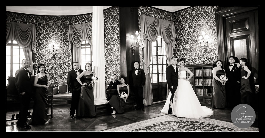 The signature Vogue style bridal party photoshoot with top NY wedding photographer Josh Wong. A Bourne Mansion Mansion in Oakdale, NY by Long Island wedding photographer Josh Wong Photography