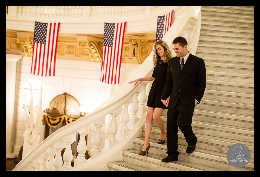 The grand staircase inside the Pennsylvania State Capitol Building.  