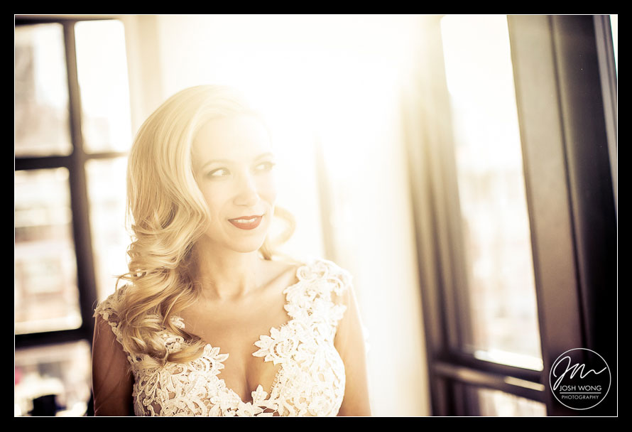 The wedding dress by Ines Di Santo. A Wythe Hotel Wedding. Pictures by Brooklyn Wedding Photographer Josh Wong Photography