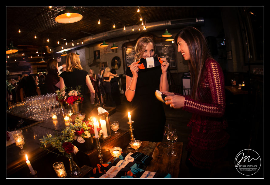 Bombas Socks were giving away as favors. Wedding pictures Brooklyn Winery wedding photographer Josh Wong Photography