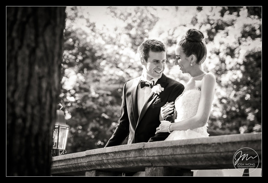 The bride and groom enjoy some alone time before their sunset wedding ceremony.