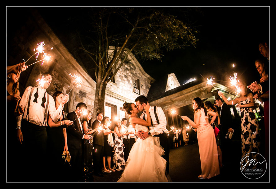 Abigail Kirsch at Tappan Hill Mansion A sparkler sendoff at Abigail Kirsch at Tappan Hill Mansion, Tarrytown NY. Wedding pictures by Top New York Wedding Photographer Josh Wong Photography