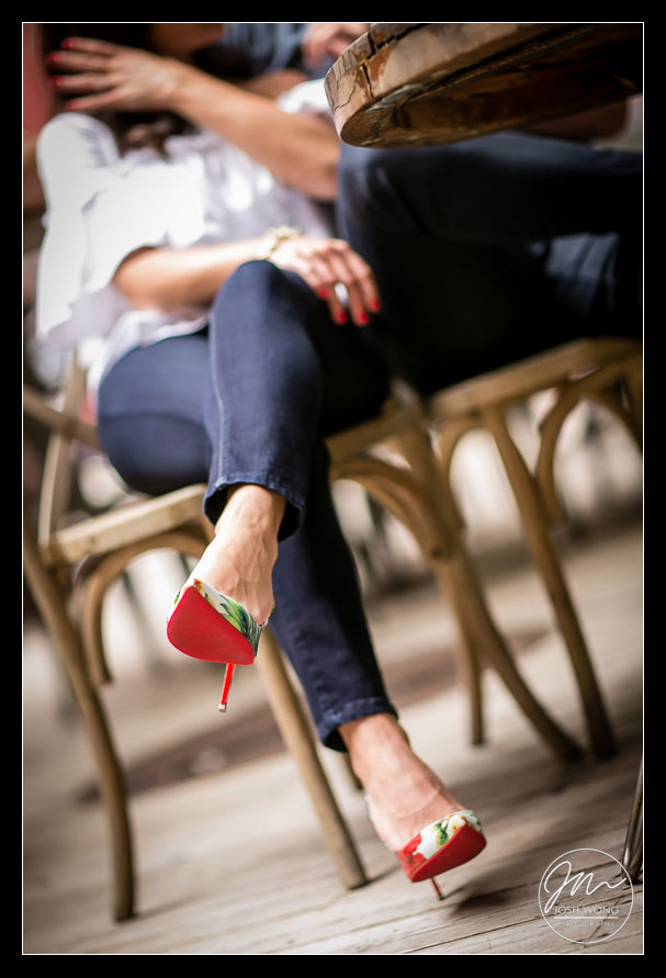 Christian Louboutin shoes. SOHO New York City engagement photographer Josh Wong Photography