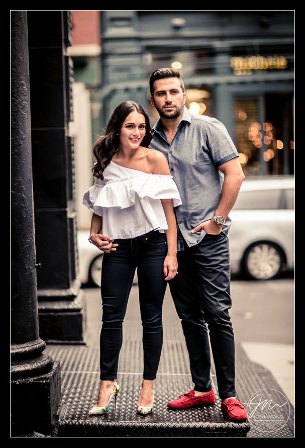 NYC Engagement Photos in Soho with spots at the NOMO SOHO Hotel, The Love Wall and Balthazar. Engagement pictures by top engagement photographer Josh Wong Photography