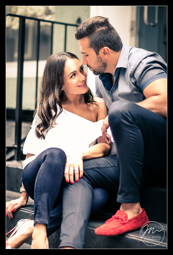The romantic couple enjoy a moment together in the Soho district in Manhattan. 