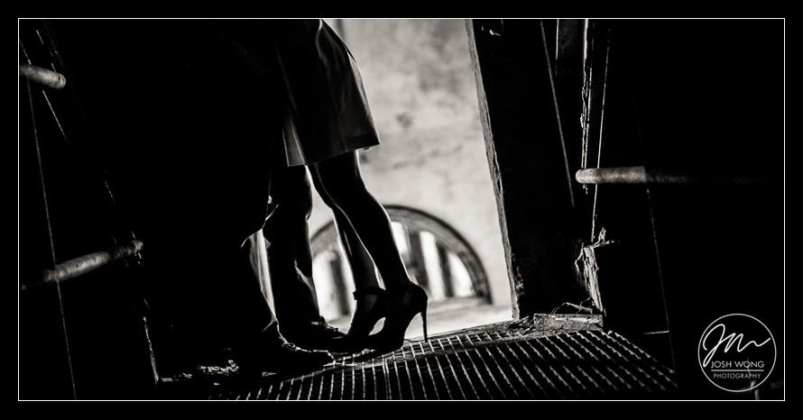 engagement pictures taken at Eastern State Penitentiary, Philadelphia wedding photographer Josh Wong Photography