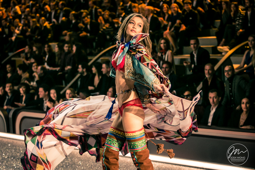 Model Gigi Hidad at the Victoria Secret Fashion 2016 in Paris France. Photo by Josh Wong Photography