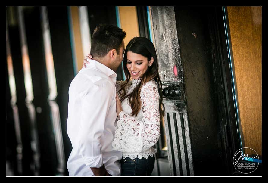 In the streets of the Meat Packing District in New York City. Engagement pictures by NYC engagement photographer Josh Wong Photography
