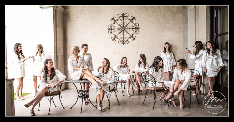 The bridesmaids at Oheka Castle. Oheka Castle wedding pictures by New York wedding photographer Josh Wong Photography