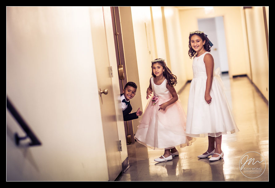 Flower girls and ring bearer enjoying some downtime before the ceremony. New York Wedding pictures by Armenian wedding photographer Josh Wong Photography