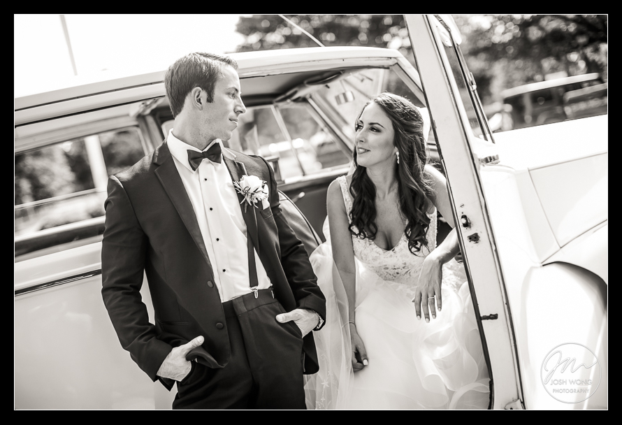 A classic Rolls Royce wedding getaway car.