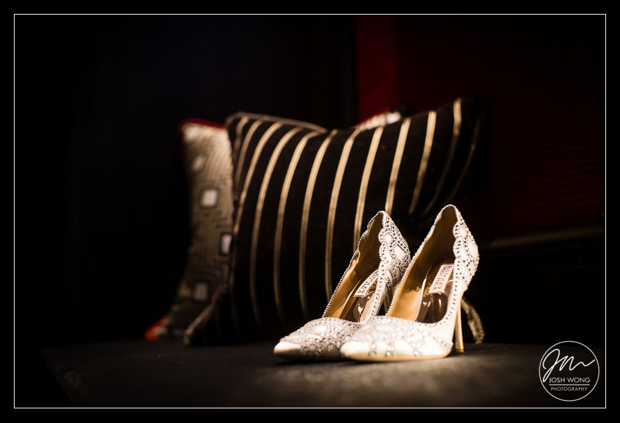 Badgley Mischka Designer Wedding Shoes. Hakone Estate and Garden Wedding Pictures Saratoga, CA. Wedding Photos by San Francisco Bay Area Wedding Photographer Josh Wong Photography