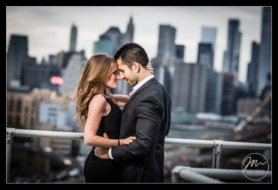 New York City skyline and Dumbo Engagement Photo Shoot