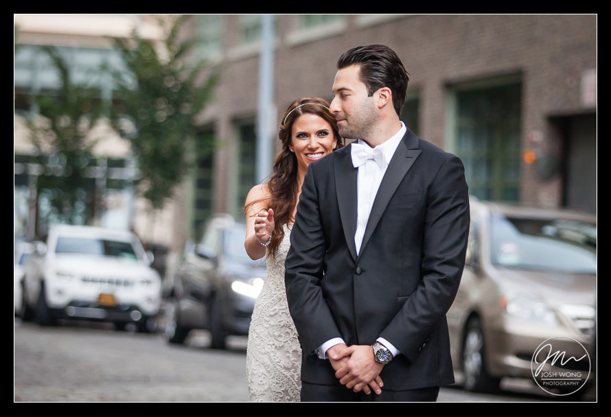 First look reveal wedding pictures on the streets of Tribeca