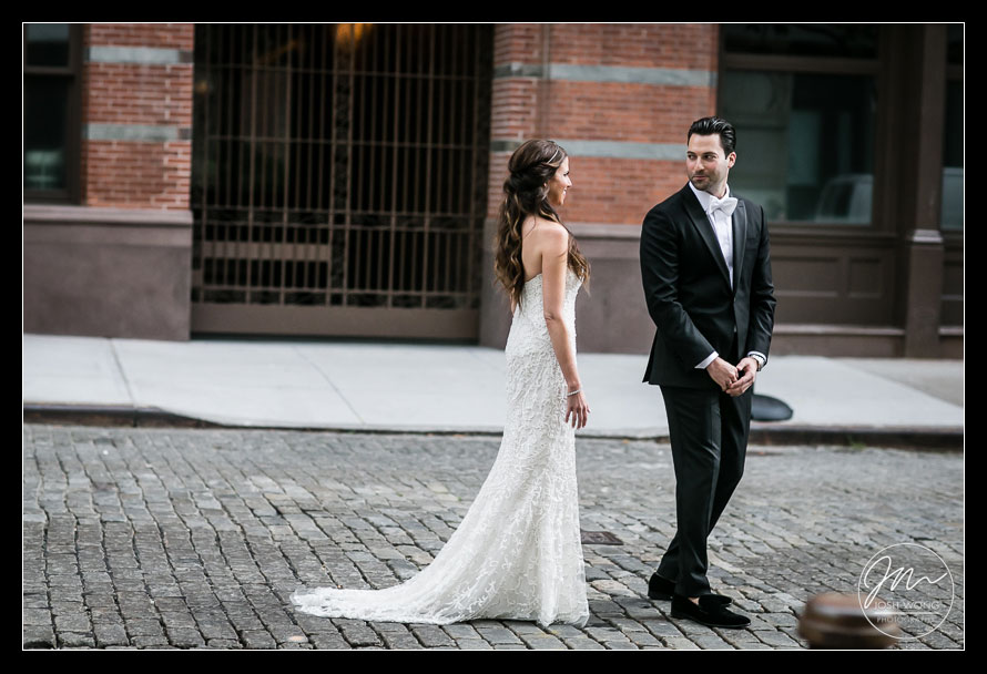 First look reveal wedding pictures on the streets of Tribeca