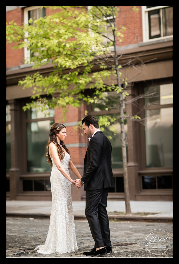First look reveal wedding pictures on the streets of Tribeca