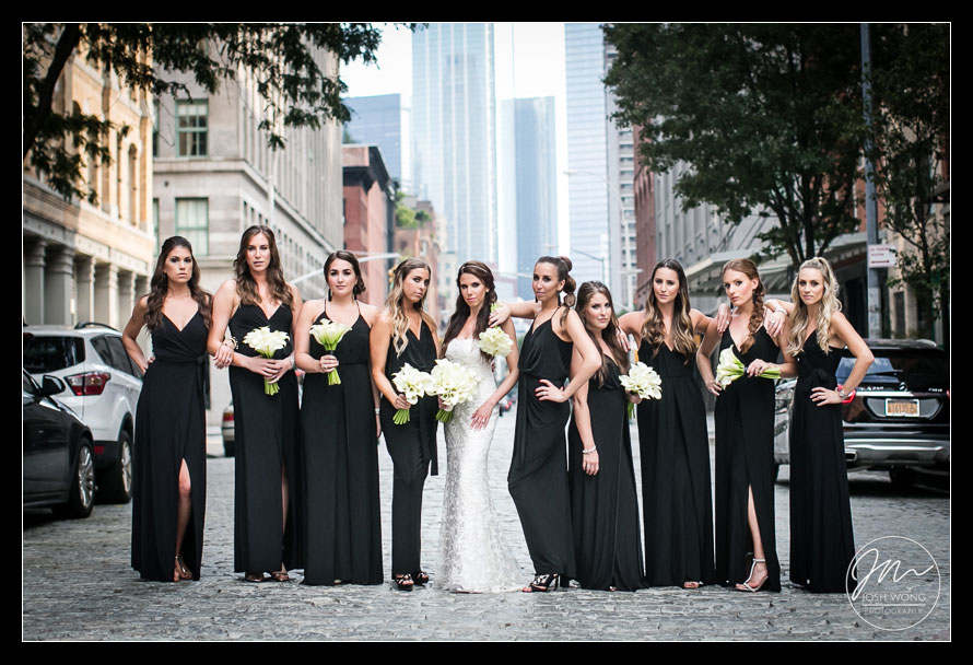 Wedding bridal portraits areas in downtown Tribeca, New York City. Wedding pictures by Josh Wong Photography