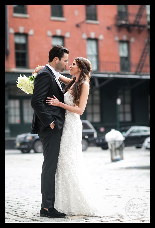 Wedding bridal portraits areas in downtown Tribeca, New York City. Wedding pictures by Josh Wong Photography