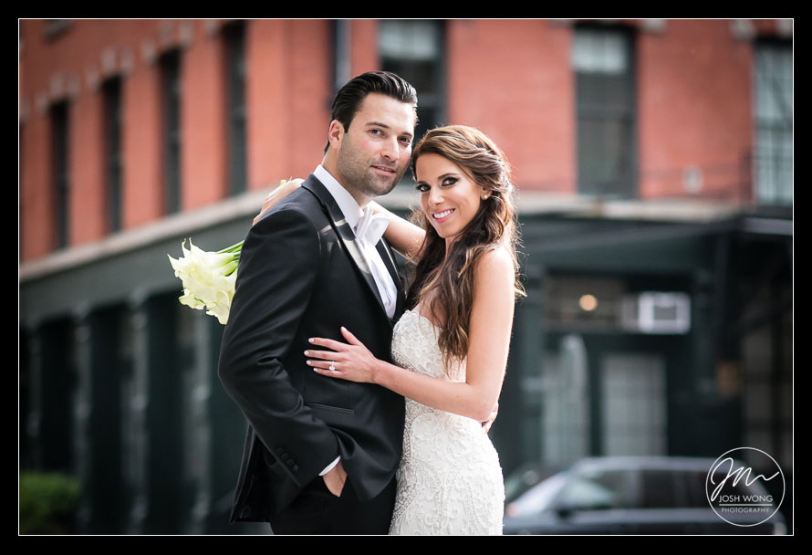 Wedding bridal portraits areas in downtown Tribeca, New York City. Wedding pictures by Josh Wong Photography
