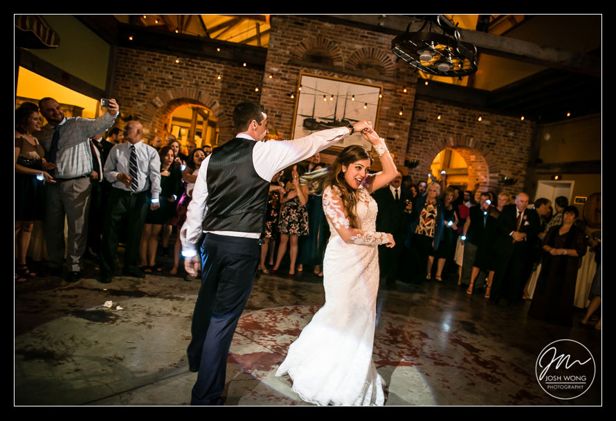 The wedding couple dance the night away.