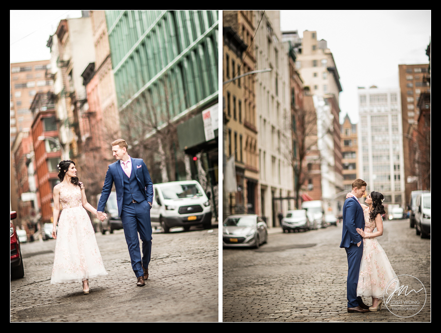 Wedding photos on the iconic cobble stone streets of the Lower East Side