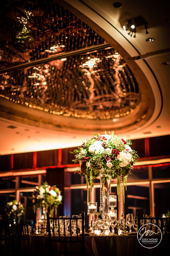 Centerpieces and Floral designs by Bride & Blossom were beautifully captured in their final placement by Josh Wong Photography.