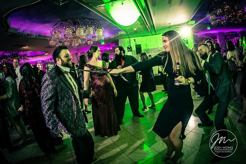 Wedding dancing fun with guests.