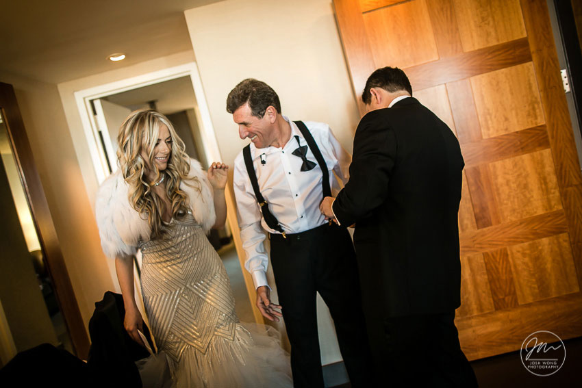 "Daddy's little girl" Best wedding moments are when the father see his daughter in the wedding dress for the first time. The Parker Hotel New York City Wedding photos by Top NYC Wedding Photographer Josh Wong