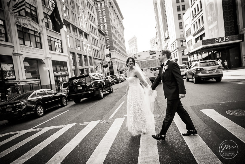 Walking the streets on New York City. NYC Wedding Photography by Josh Wong Photography