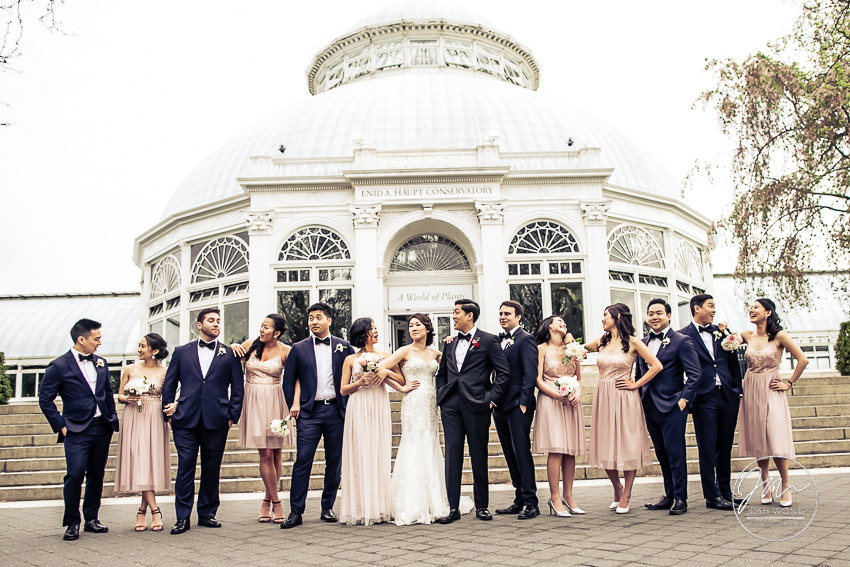 The Vanity Fair style bridal party photoshoot. New York Botanical Garden Wedding Pictures by NYC Wedding Photographer Josh Wong Photography