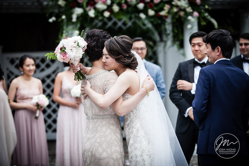 In the moment. Mother of the bride share an embracing moment.