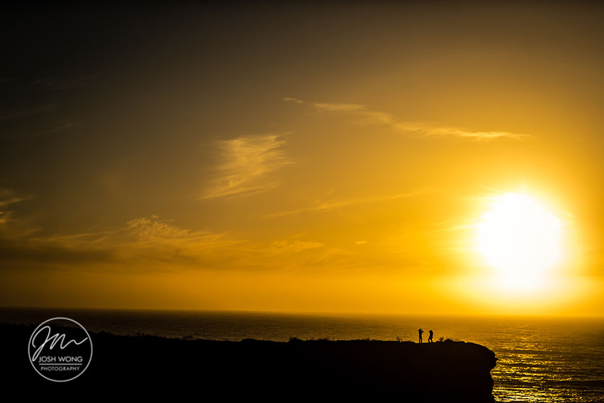 A beautiful sunset on Panther Beach, off of the coast of Santa Cruz California by top wedding photographer Josh Wong Photography