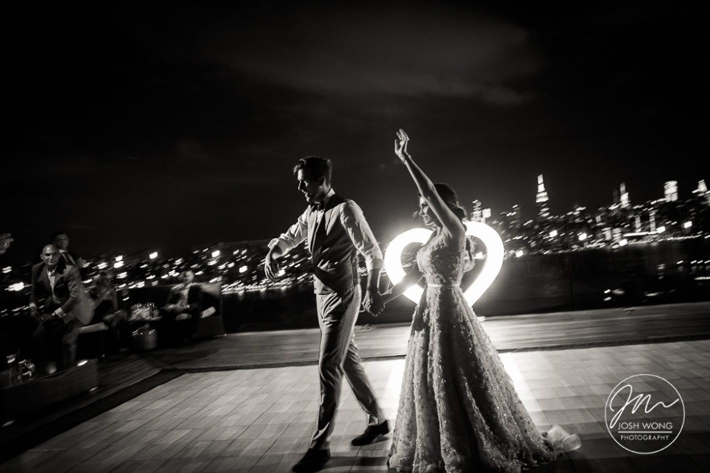 The First Dance at the William Vale rooftop. William Vale wedding photos by top Brooklyn wedding photographer Josh Wong Photography