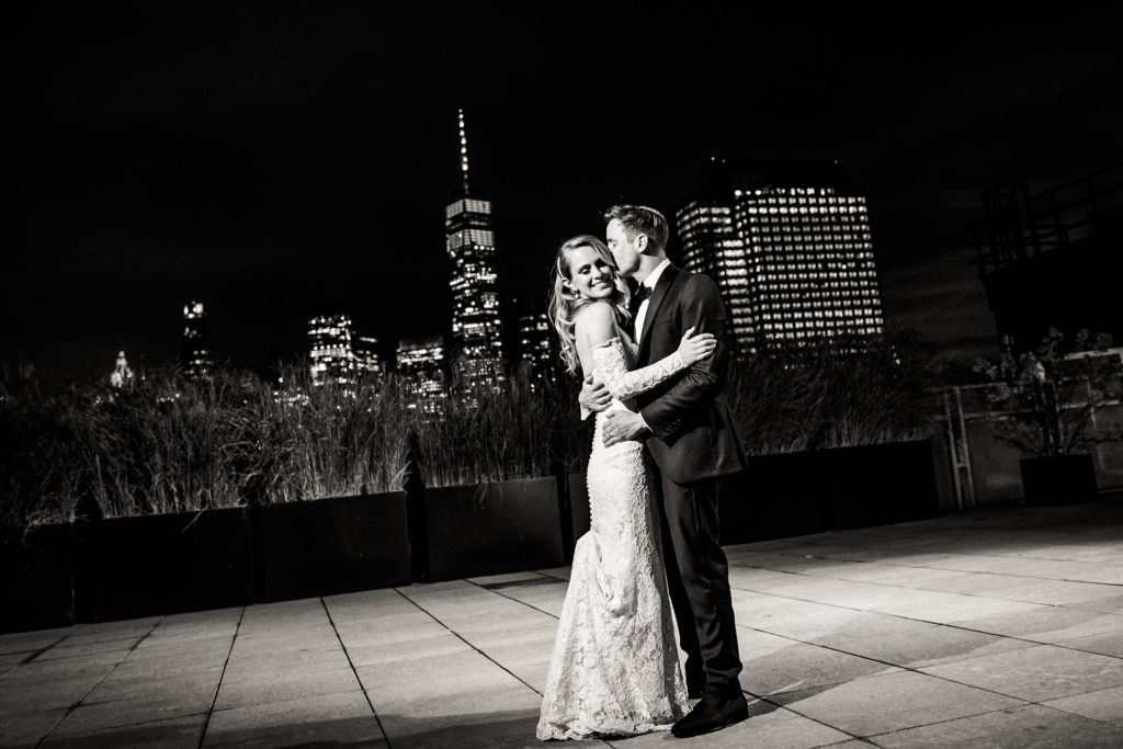 The last photo of the evening with the Freedom Tower in the background. A Tribeca Rooftop Wedding 