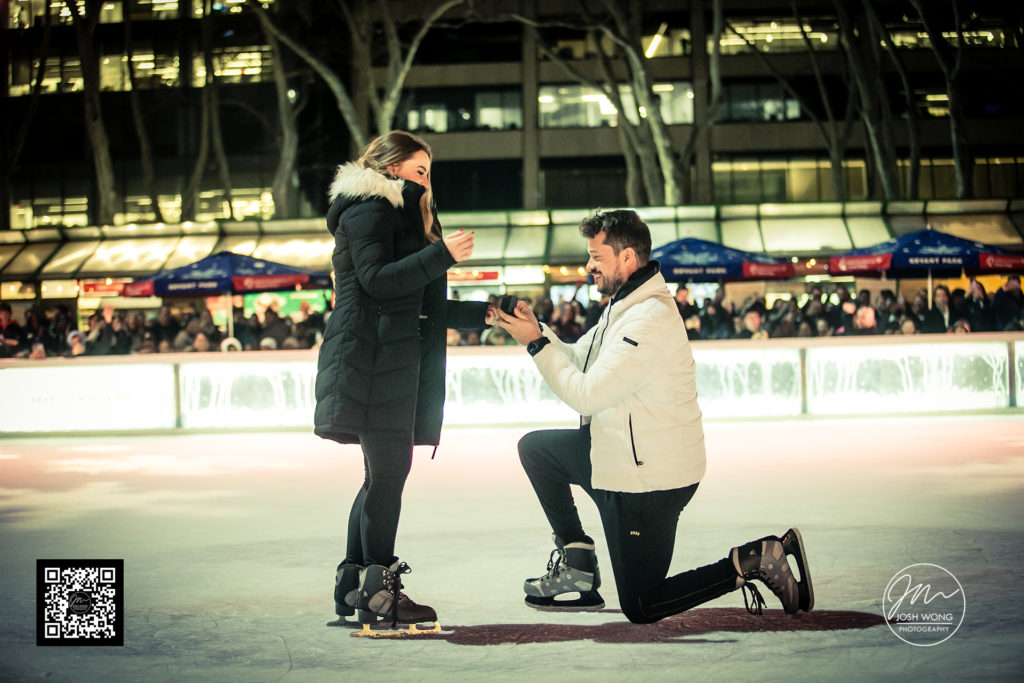 Bryant Park Rink Marriage Proposal professional photographer New York City