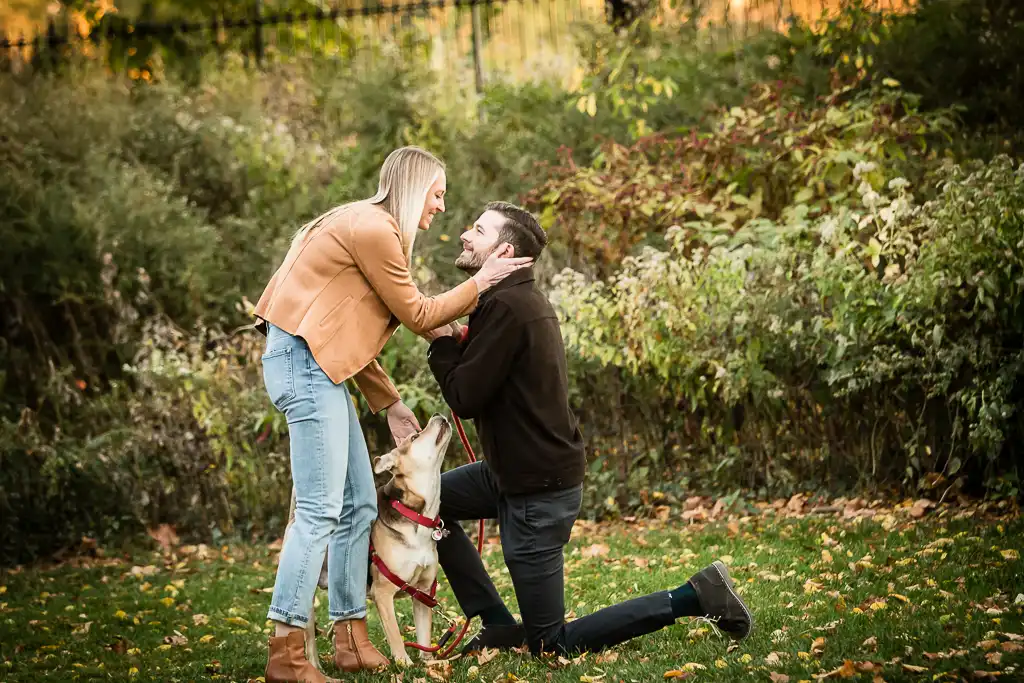 A sweet Autumn engagement and marriage proposal in Central Park.
