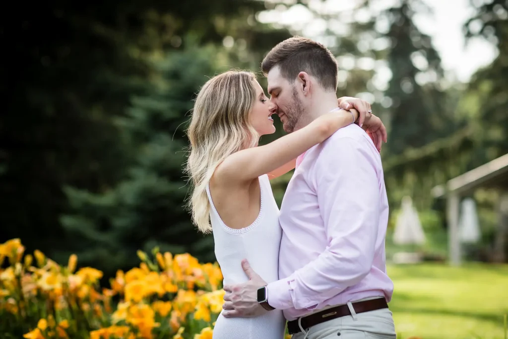 Beautiful gardens in and around the NYBG provide  lovely backdrops for your engagement pictures.